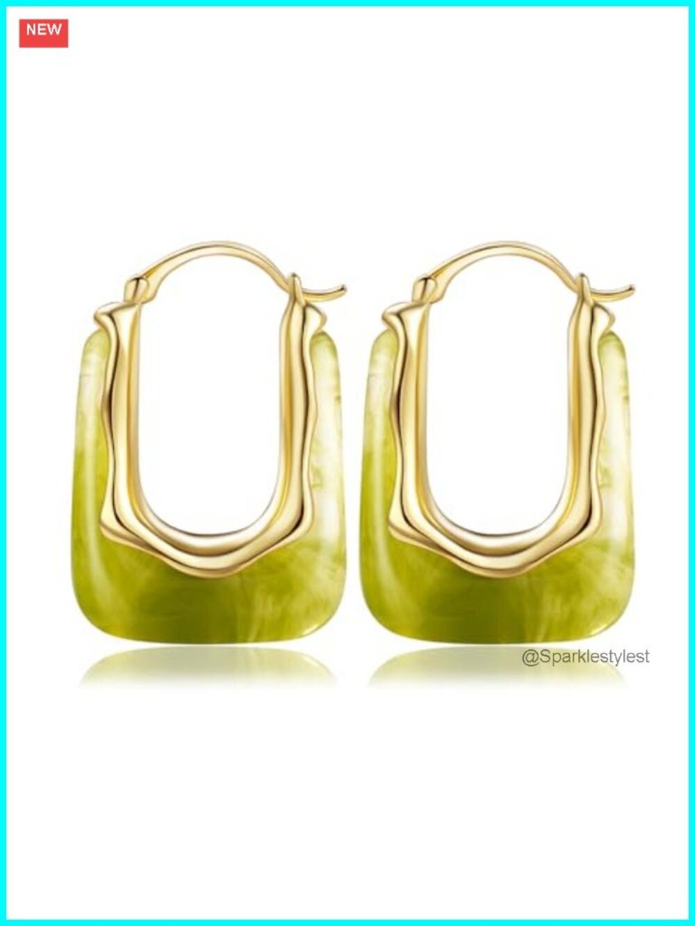 Resin Huggie Hoop Earrings Chunky Statement Acrylic Geometric Dangle
